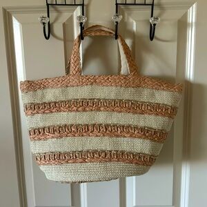 J. Crew Woven Tan and Cream Satchel